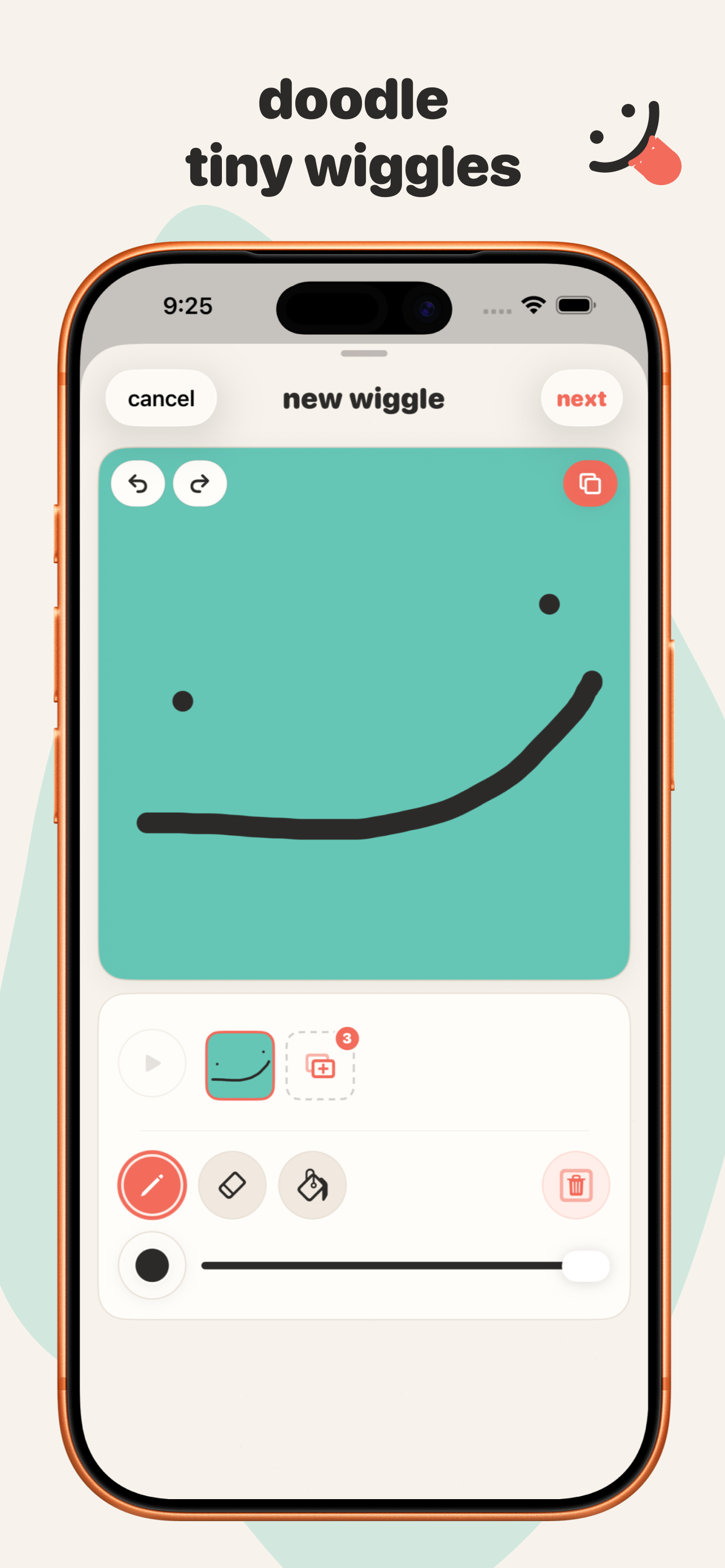 Wiggle App Store image saying doodle tiny wiggles
